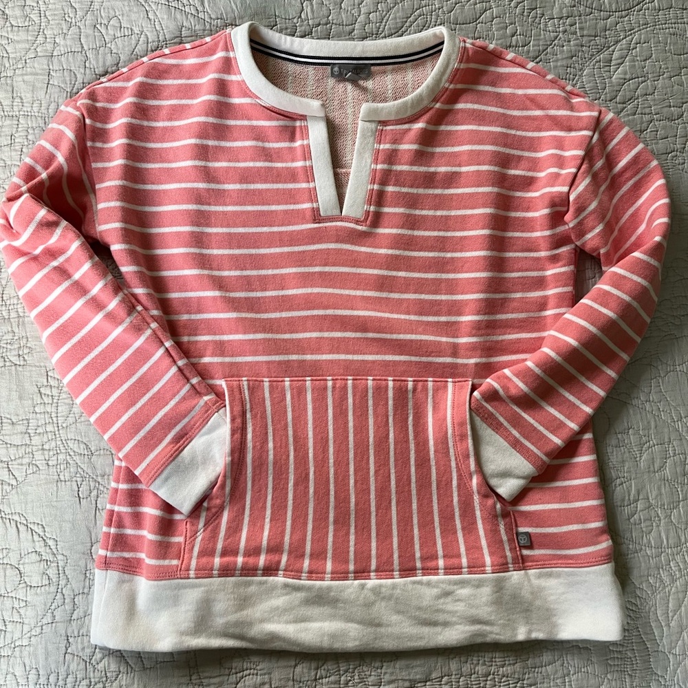 T for Talbots Striped Pink and White Women's Sweatshirt